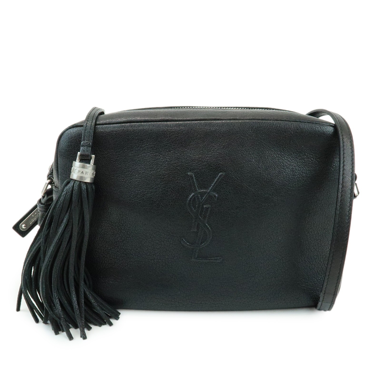 Saint Laurent Lou Camera Leather Black Leather Handbag (Pre-Owned)