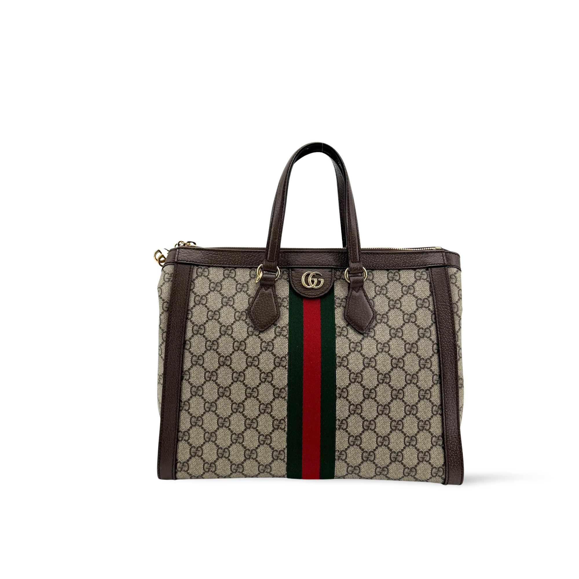 Gucci Ophidia Top Handle Gg Coated Canvas Brown Canvas Tote Bag Bag (Pre-Owned)