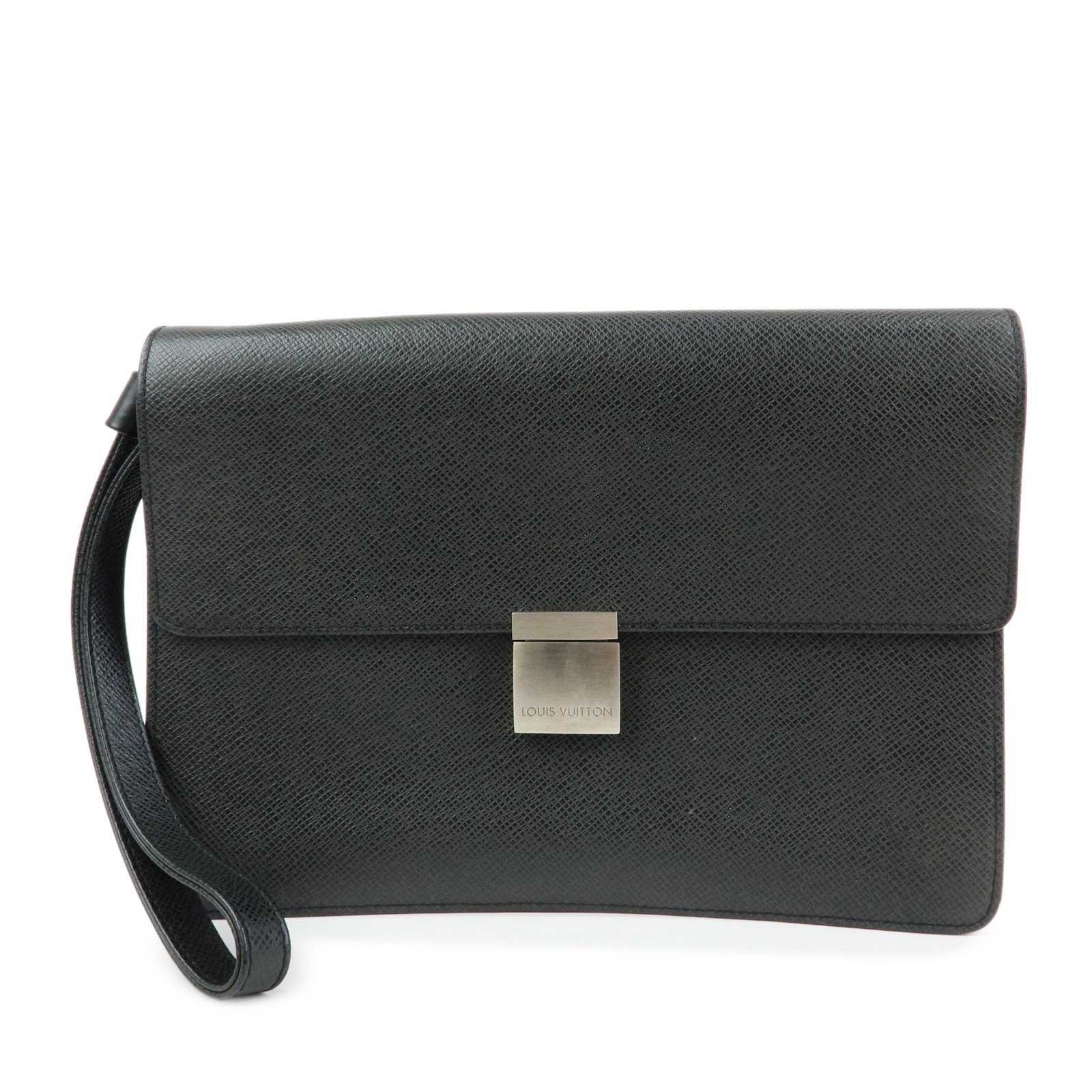 Louis Vuitton Selenga Pochette Taiga Leather Black Leather Clutche & Pouche Bag (Pre-Owned)