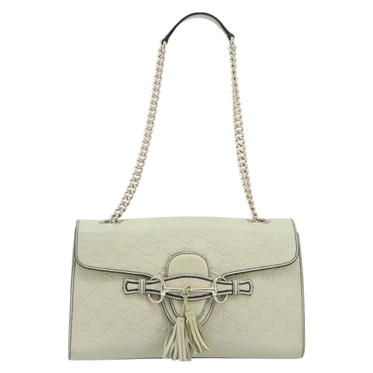 Gucci Emily Chain Flap Guccissima Leather Beige Leather Shoulder Bag Bag (Pre-Owned)