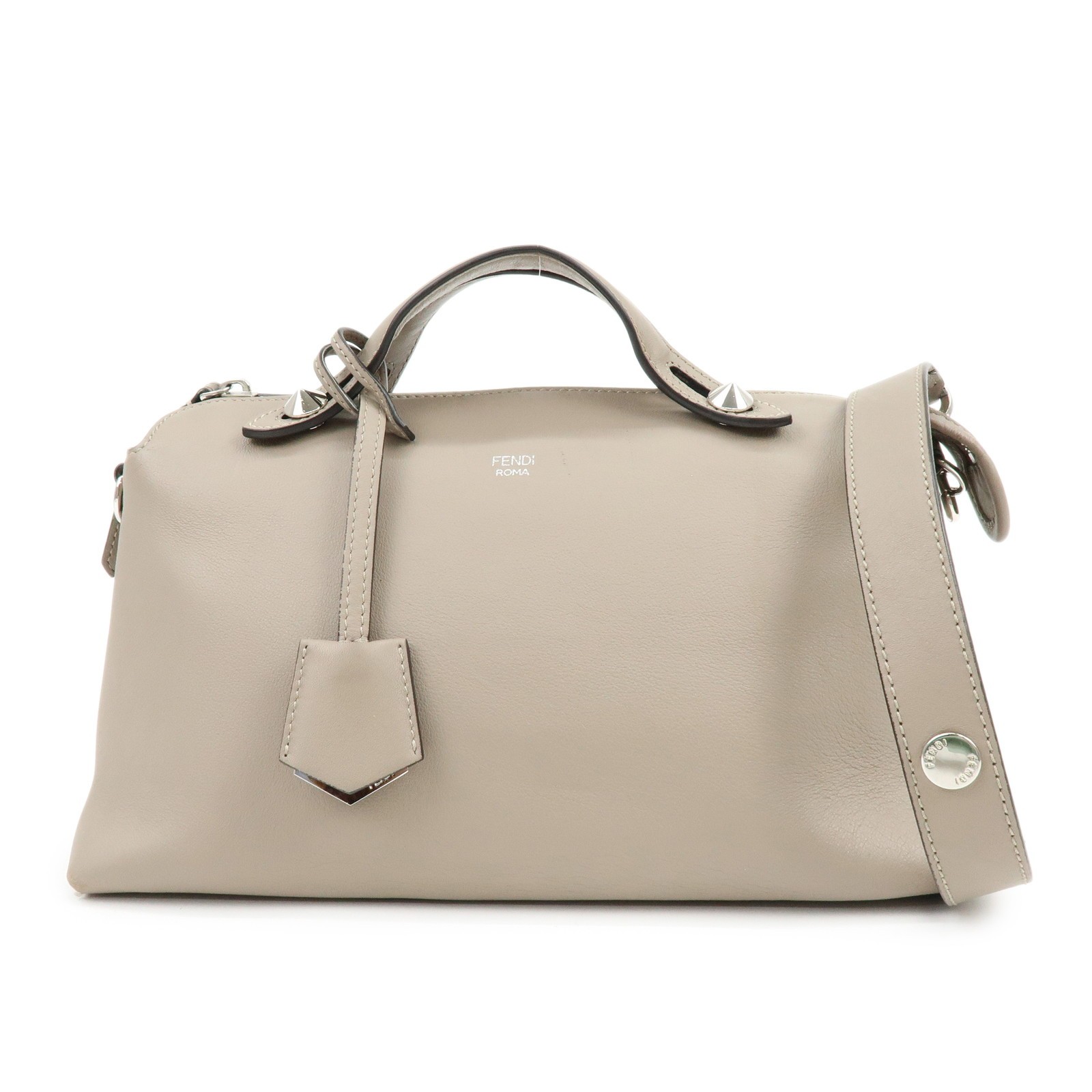 Fendi By The Way Satchel Calfskin Beige Leather Handbag (Pre-Owned)