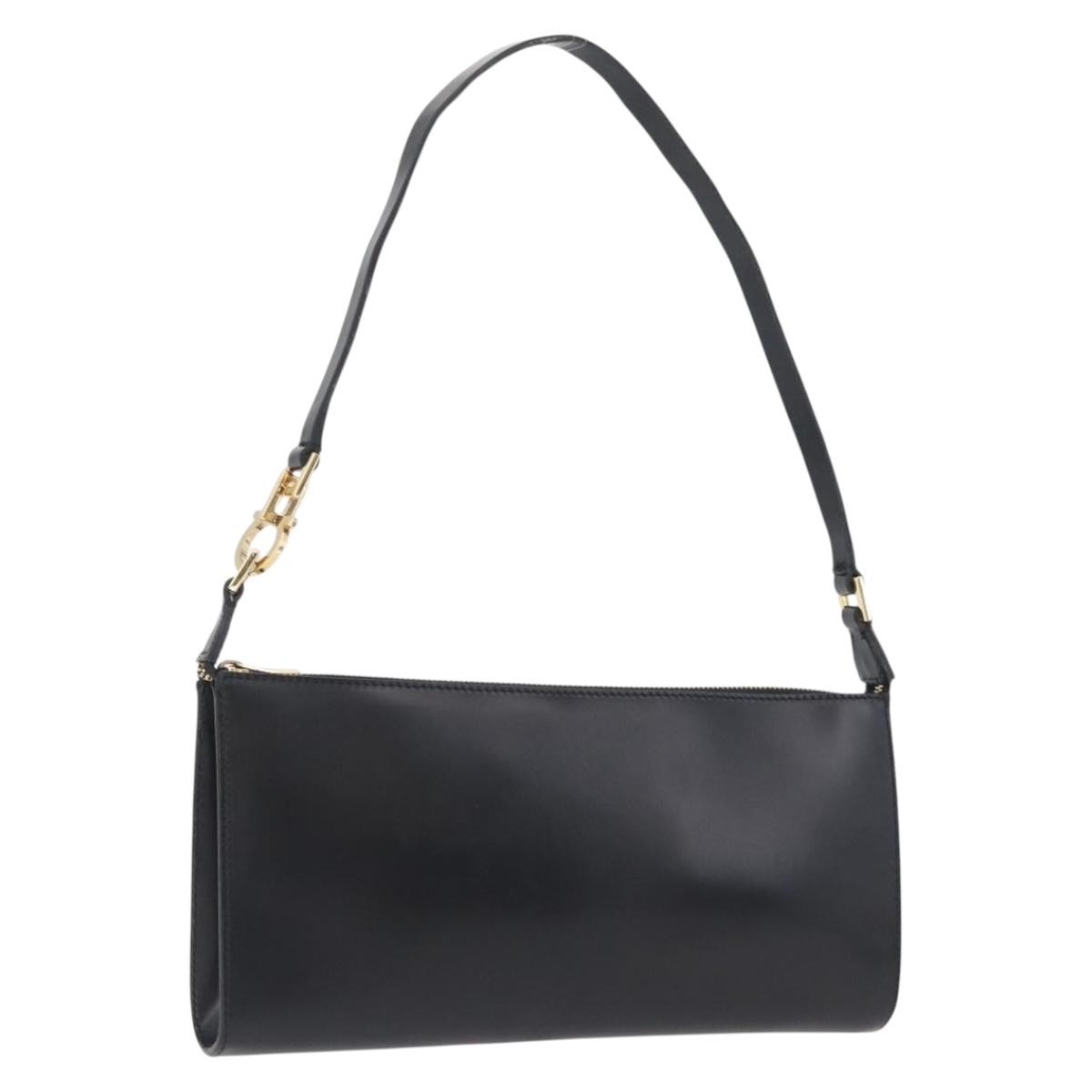 Salvatore Ferragamo Vintage Gancini Pochette Leather Black Leather Clutche & Pouche Bag (Pre-Owned)