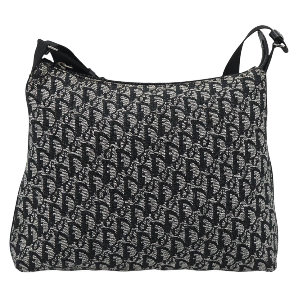 Christian Dior Vintage Trotter Messenger Diorissimo Canvas Black Canvas Shoulder Bag Bag (Pre-Owned)
