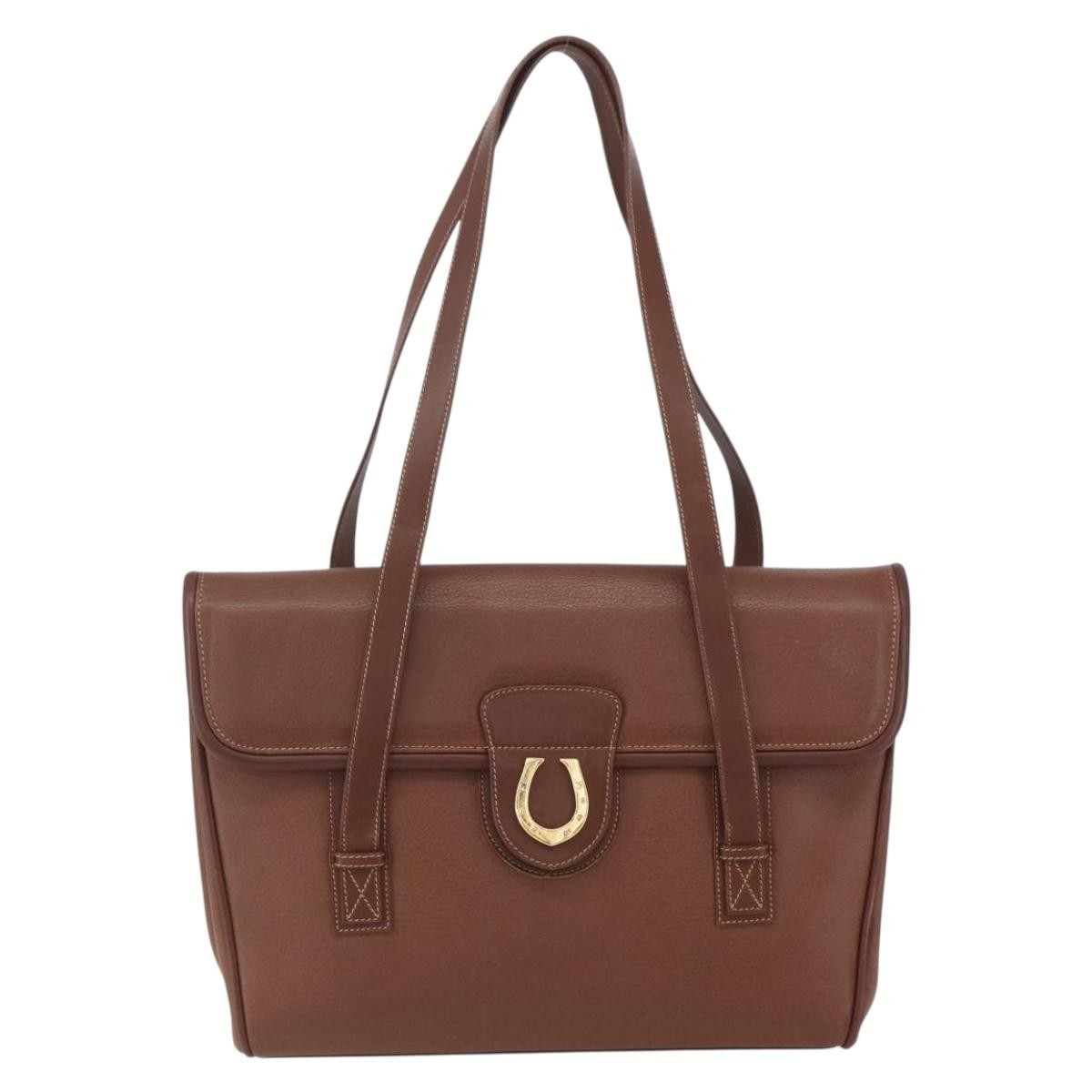 Gucci Vintage Gg Canvas With Leather Brown Leather Tote Bag Bag (Pre-Owned)