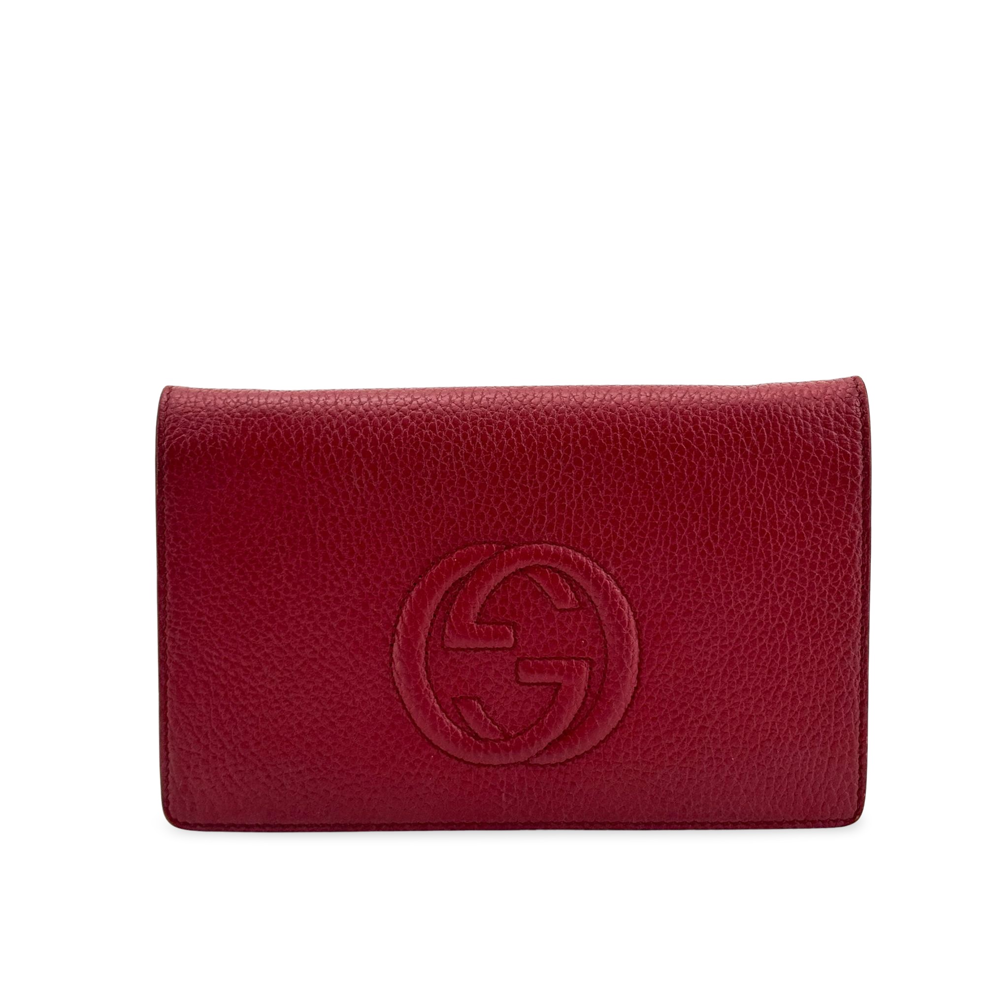 Gucci Soho Wallet On Chain Leather Red Leather Crossbody Bag Bag (Pre-Owned)