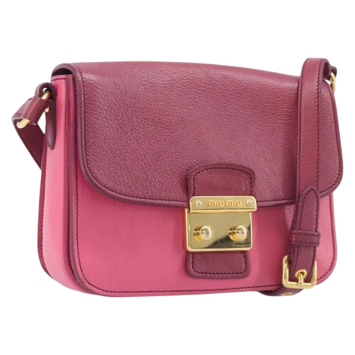 Miu Miu Madras Shoulder Leather Pink Leather Crossbody Bag Bag (Pre-Owned)