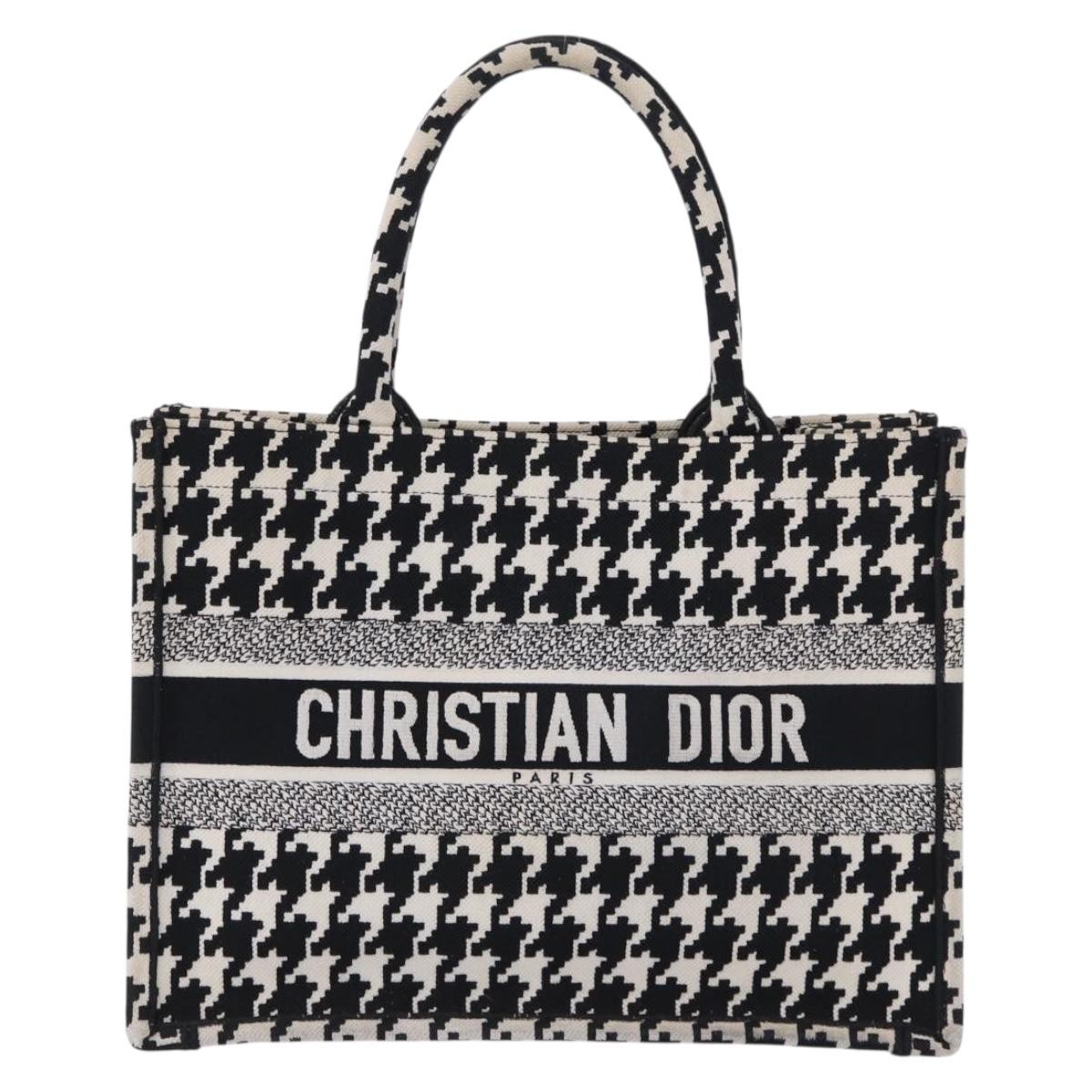 Christian Dior Book Houndstooth Canvas Black Canvas Tote Bag Bag (Pre-Owned)
