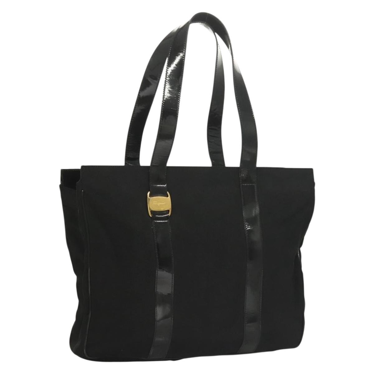 Salvatore Ferragamo Vala Tote Nylon Black Nylon Tote Bag Bag (Pre-Owned)