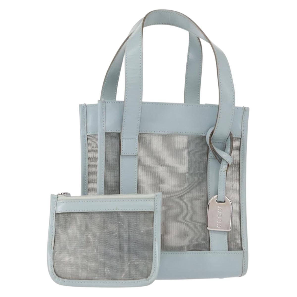 Gucci Vintage Gg Canvas And Leather Blue Leather Handbag (Pre-Owned)