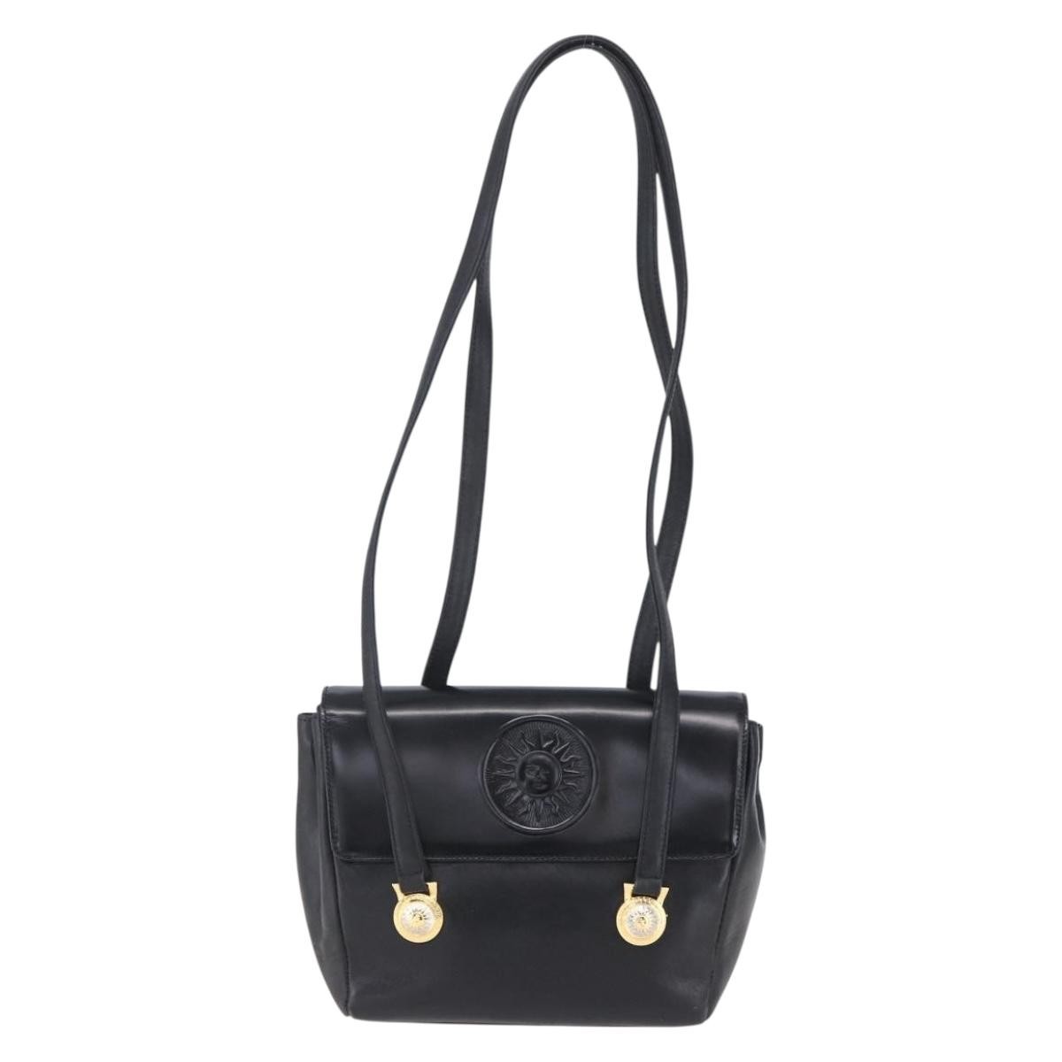 Versace Vintage Leather Black Leather Shoulder Bag Bag (Pre-Owned)