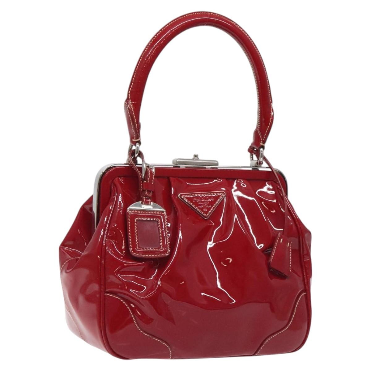 Prada Vintage Patent Leather Red Patent_Leather Handbag (Pre-Owned)