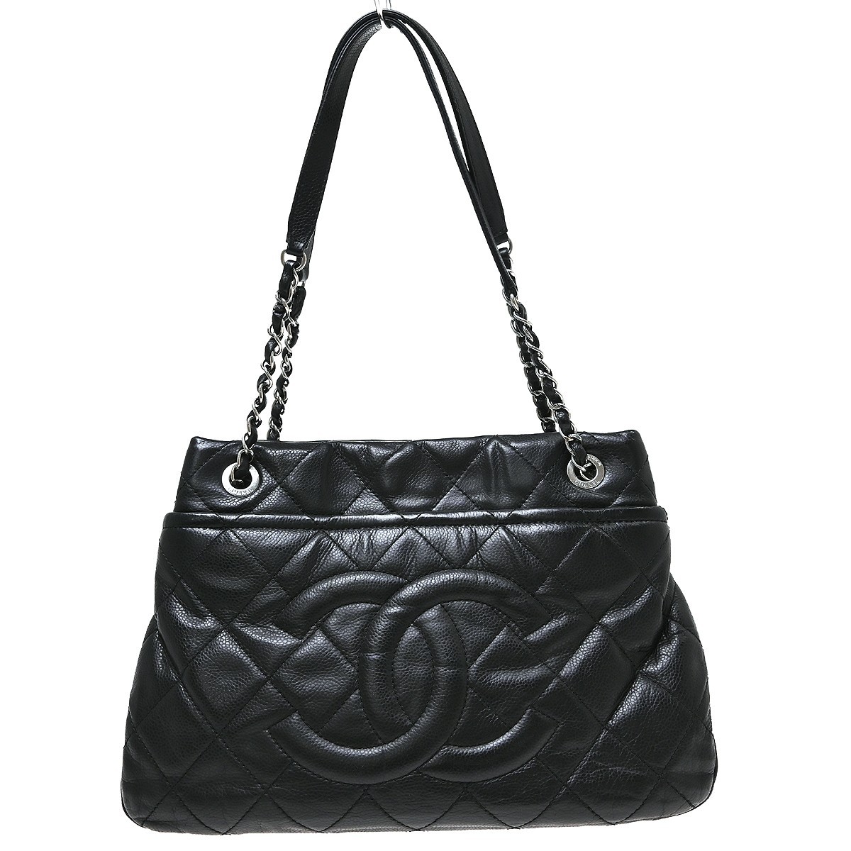 Chanel Timeless Cc Soft Quilted Caviar Black Leather Tote Bag Bag (Pre-Owned)