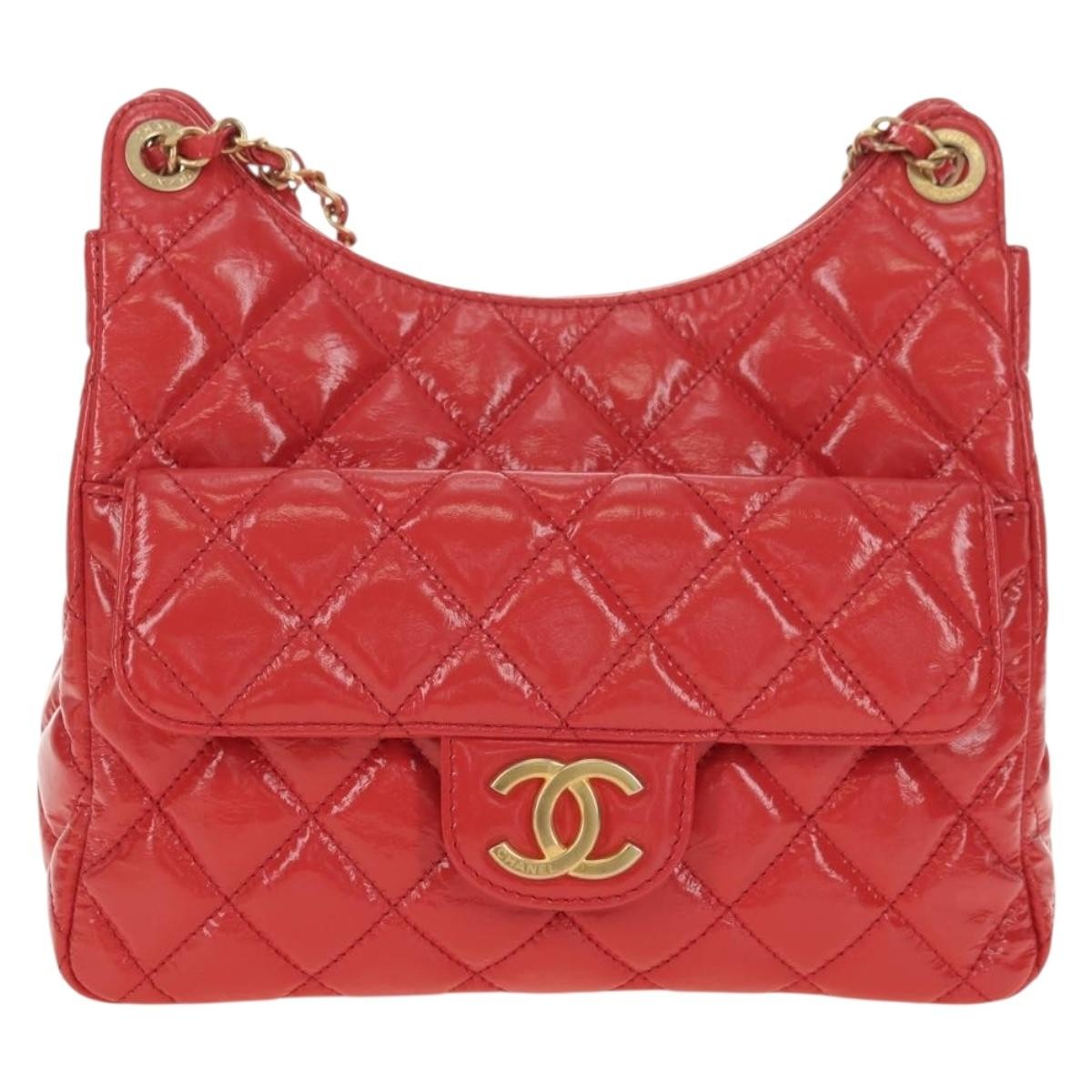 Chanel Wavy Cc Hobo Quilted Crumpled Calfskin Pink Patent_Leather Shoulder Bag Bag (Pre-Owned)