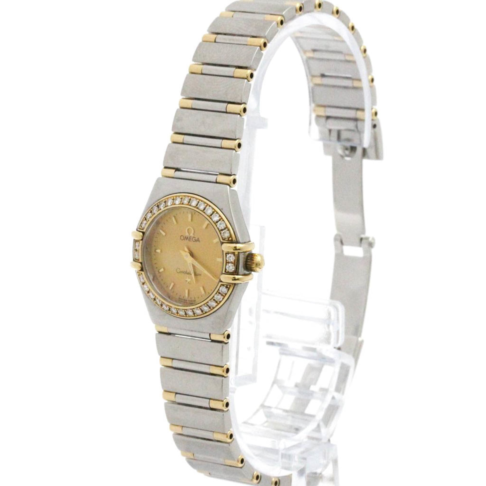 Omega Constellation Quartz Stainless Steel And Yellow Gold With Diamond Bezel And Markers And Mother Of Pearl Watch (Pre-Owned)