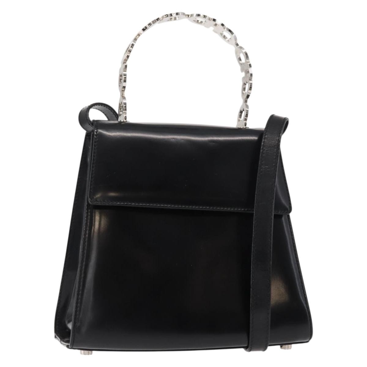 Salvatore Ferragamo Gancini Leather Black Leather Shoulder Bag Bag (Pre-Owned)