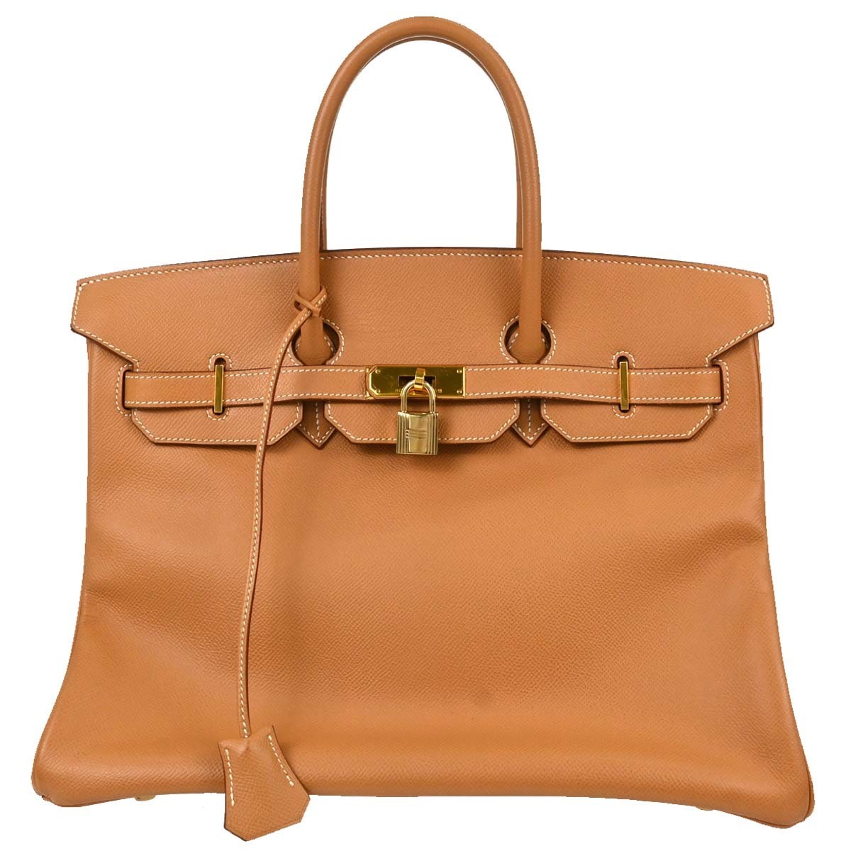 Hermes Birkin Brown Courchevel With Gold Hardware Gold Leather Handbag (Pre-Owned)