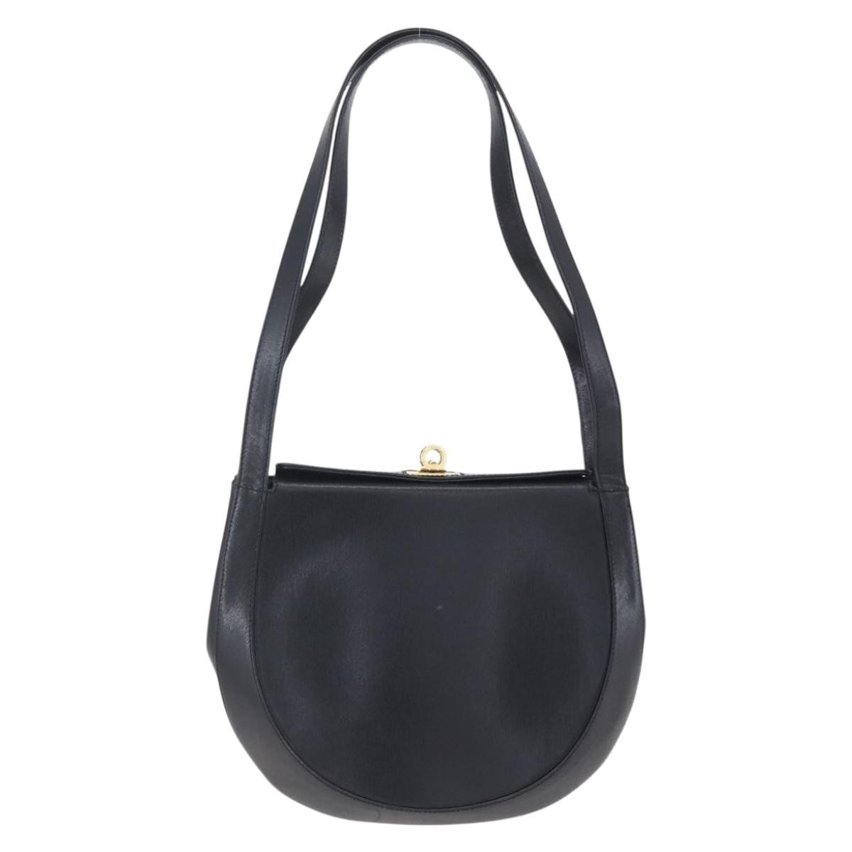 Salvatore Ferragamo Gancini Leather Black Leather Shoulder Bag Bag (Pre-Owned)