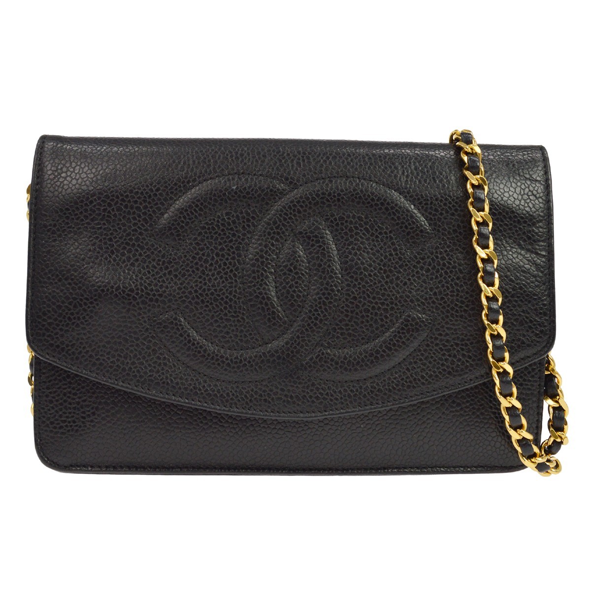 Chanel Vintage Timeless Wallet On Chain Caviar Black Leather Crossbody Bag Bag (Pre-Owned)
