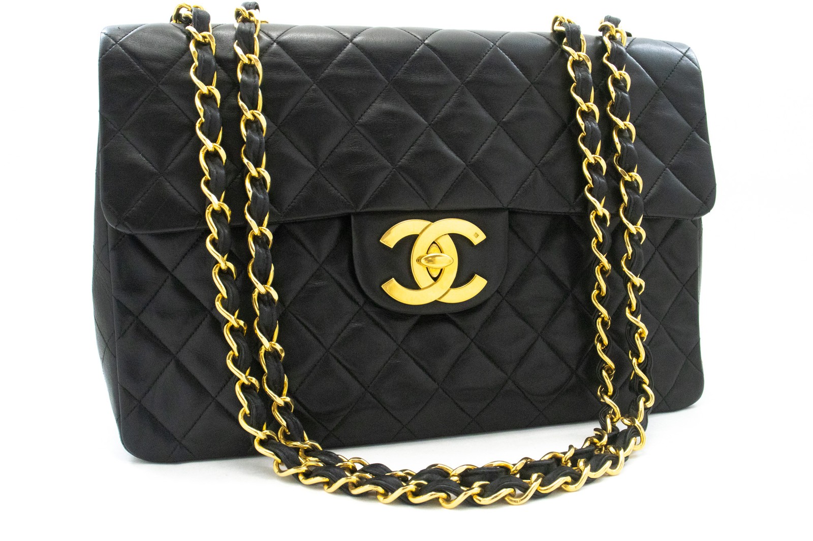 Chanel Cc Flap Quilted Classic Flap Motif Printed Nylon Black Leather Crossbody Bag Bag (Pre-Owned)