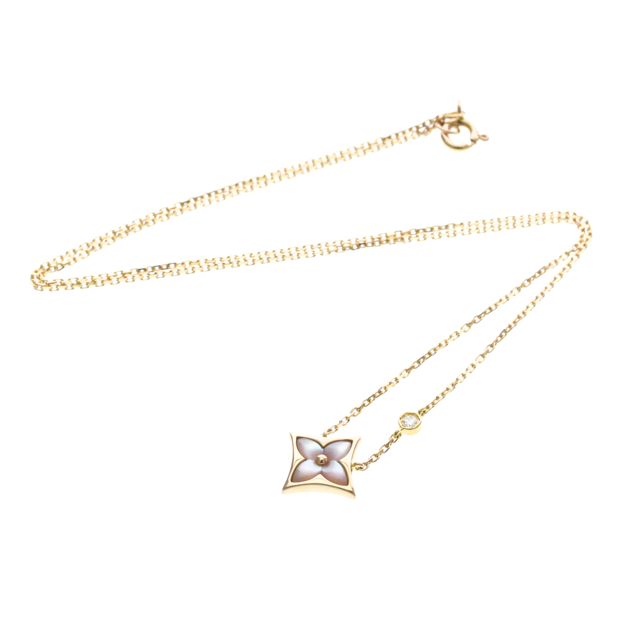Louis Vuitton Color Blossom Bb Star Pendant 18K Rose Gold With Diamond And Mother Of Pearl Gold Pink_Gold Necklace Jewelry (Pre-Owned)
