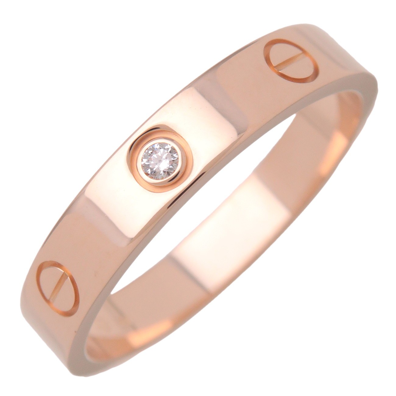 Cartier Love Wedding Band 1 Diamond 18K Rose Gold With Diamond Pink Rose_Gold Ring Jewelry (Pre-Owned)
