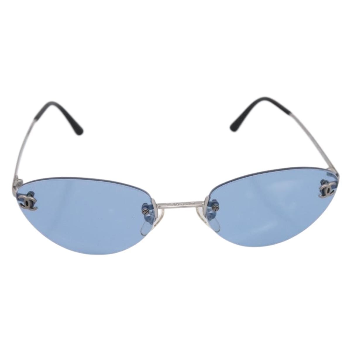 Chanel Logo Cc Metal Silver Metal Sunglasse Accessory (Pre-Owned)