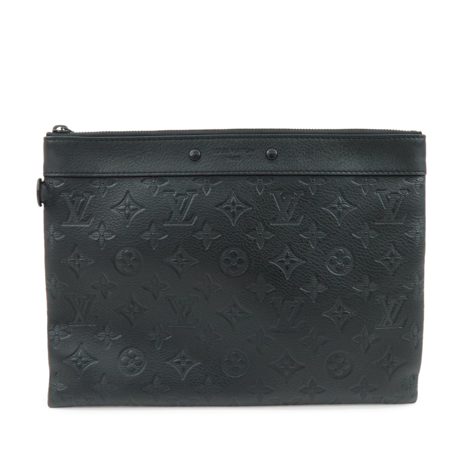 Louis Vuitton Pochette To-Go Monogram Shadow Leather Black Leather Clutche & Pouche Bag (Pre-Owned)