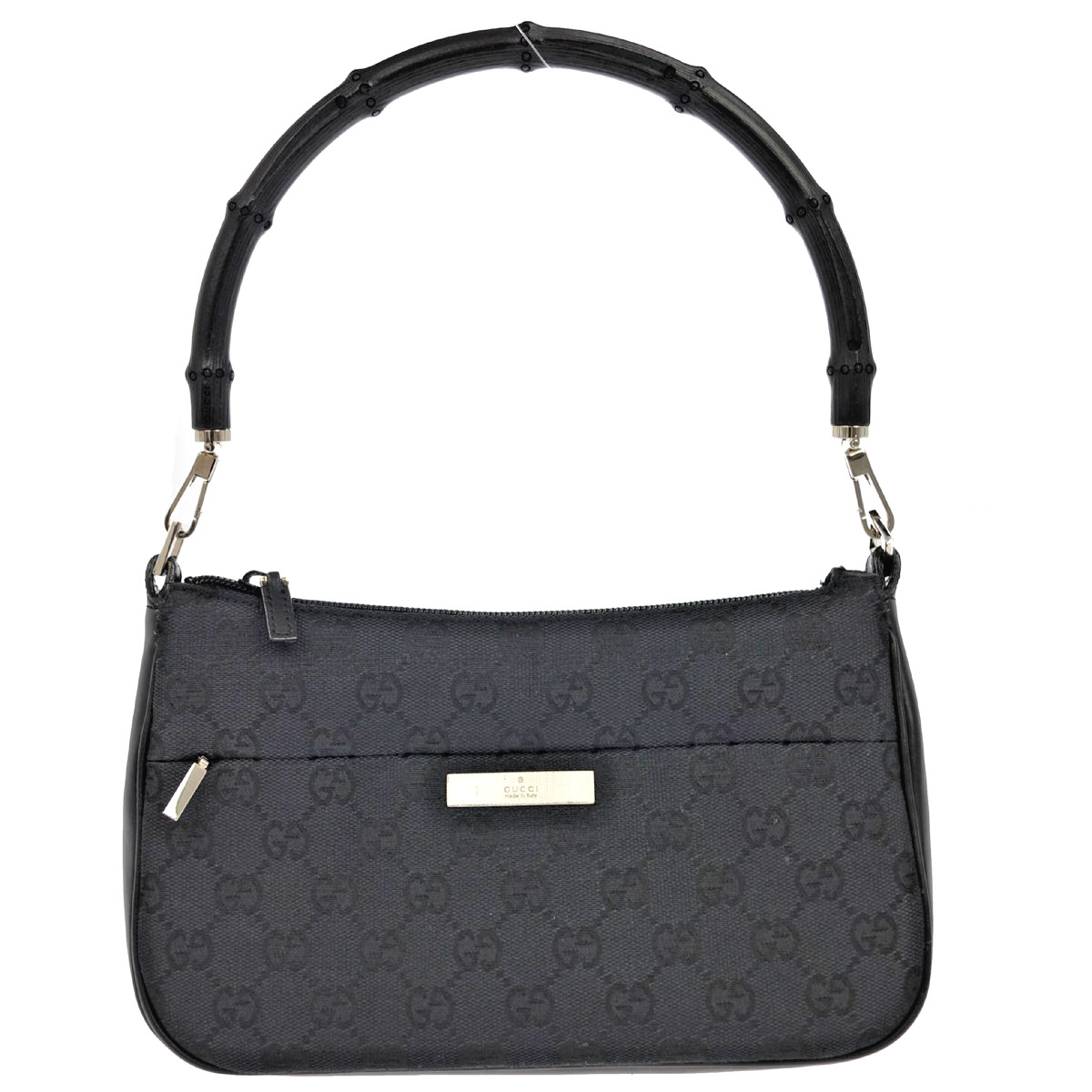 Gucci Bamboo Bullet Gg Canvas Black Canvas Handbag (Pre-Owned)
