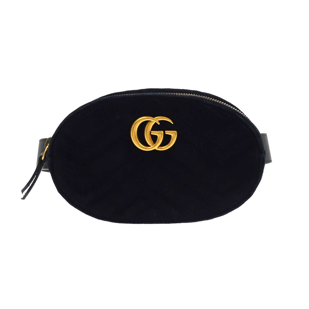 Gucci Gg Marmont Belt Embellished Matelasse Velvet Black Velvet Handbag (Pre-Owned)