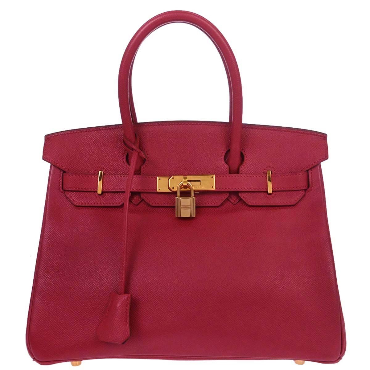 Hermes Birkin Red Courchevel With Gold Hardware Red Leather Handbag (Pre-Owned)