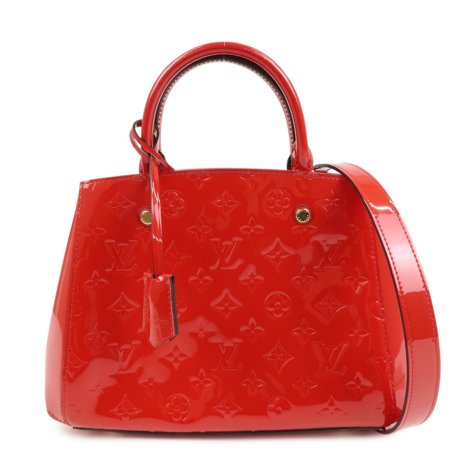 Louis Vuitton Montaigne Monogram Vernis Red Patent_Leather Handbag (Pre-Owned)