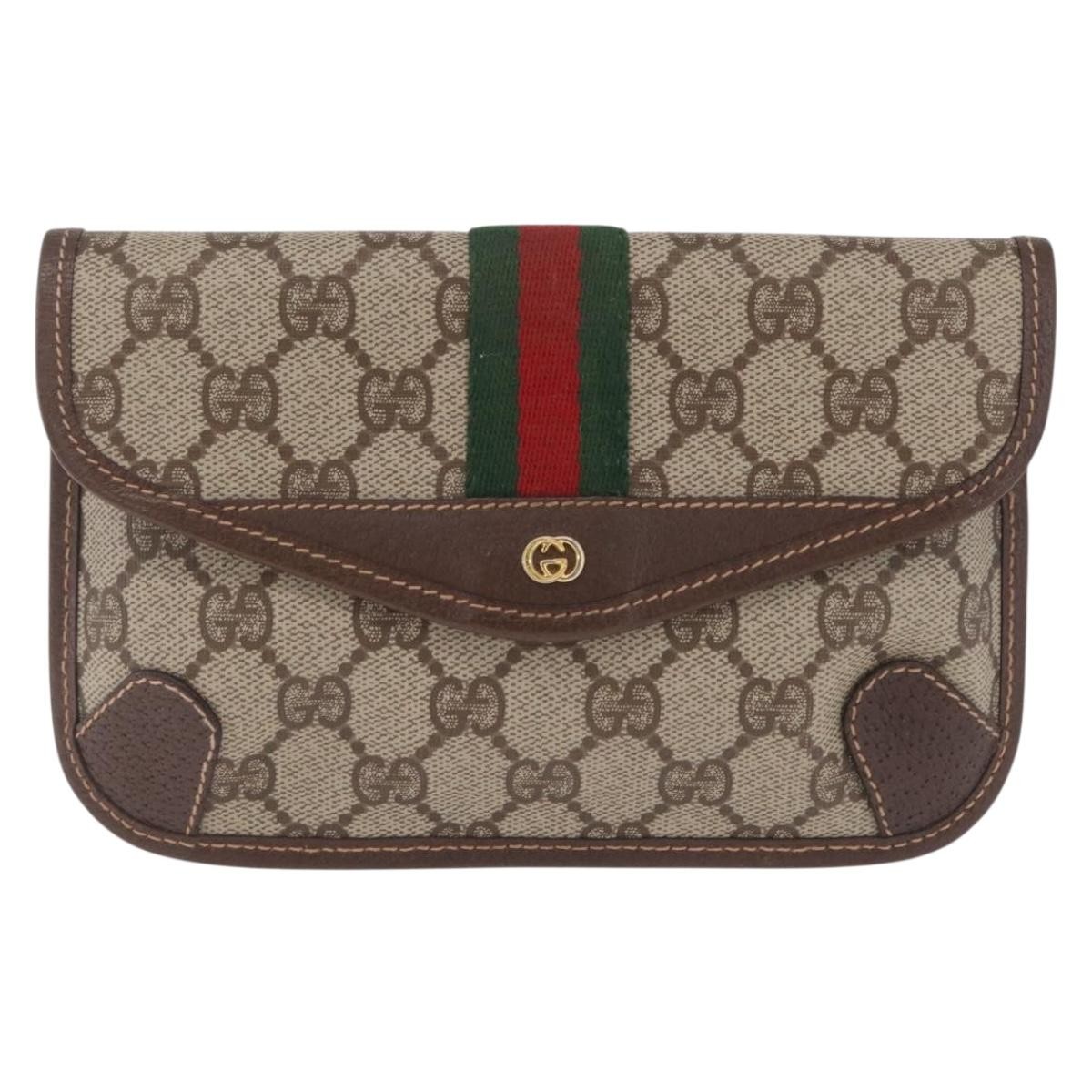 Gucci Vintage Web Envelope Gg Coated Canvas Beige Canvas Clutche & Pouche Bag (Pre-Owned)