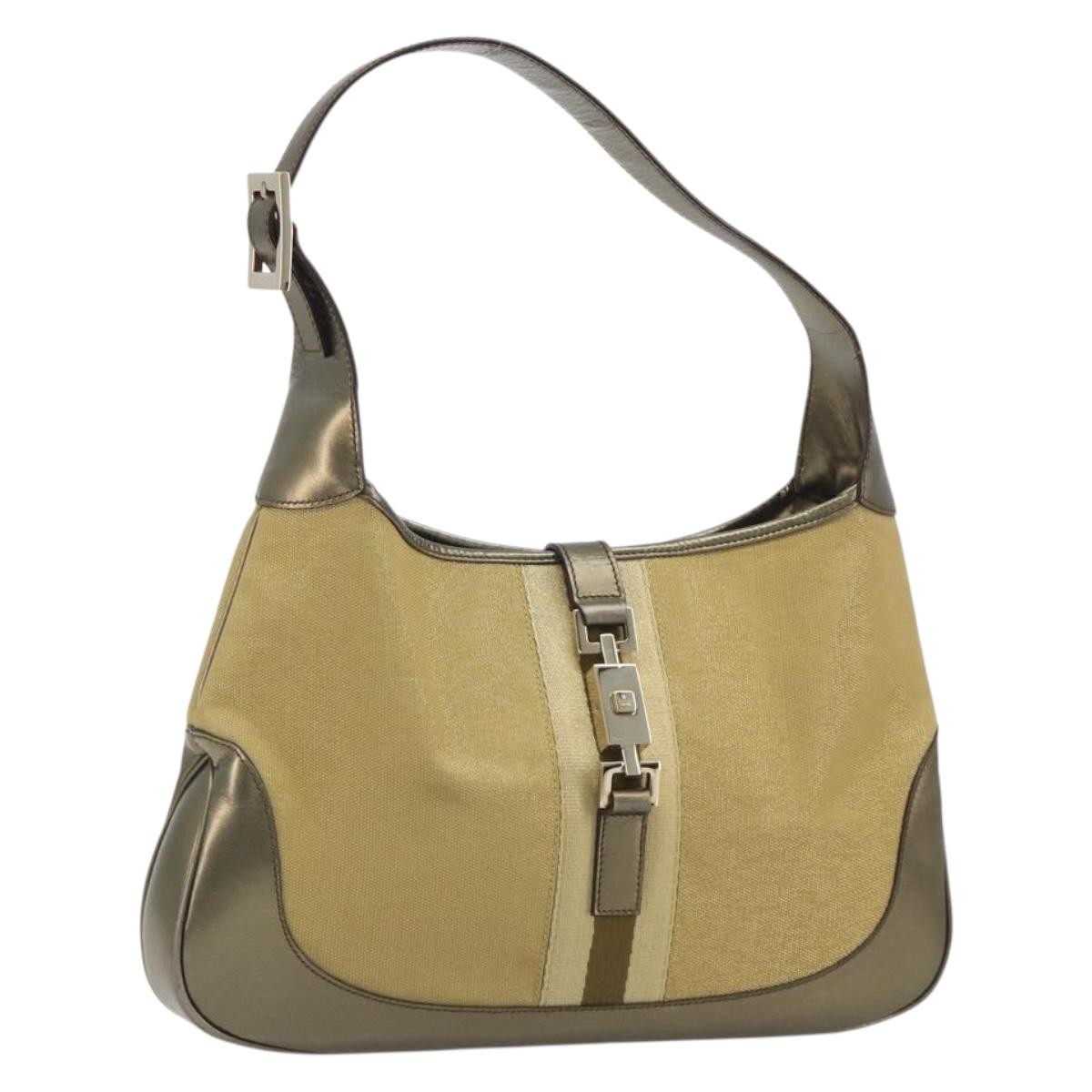 Gucci Web Jackie O Hobo Canvas Gold Canvas Shoulder Bag Bag (Pre-Owned)