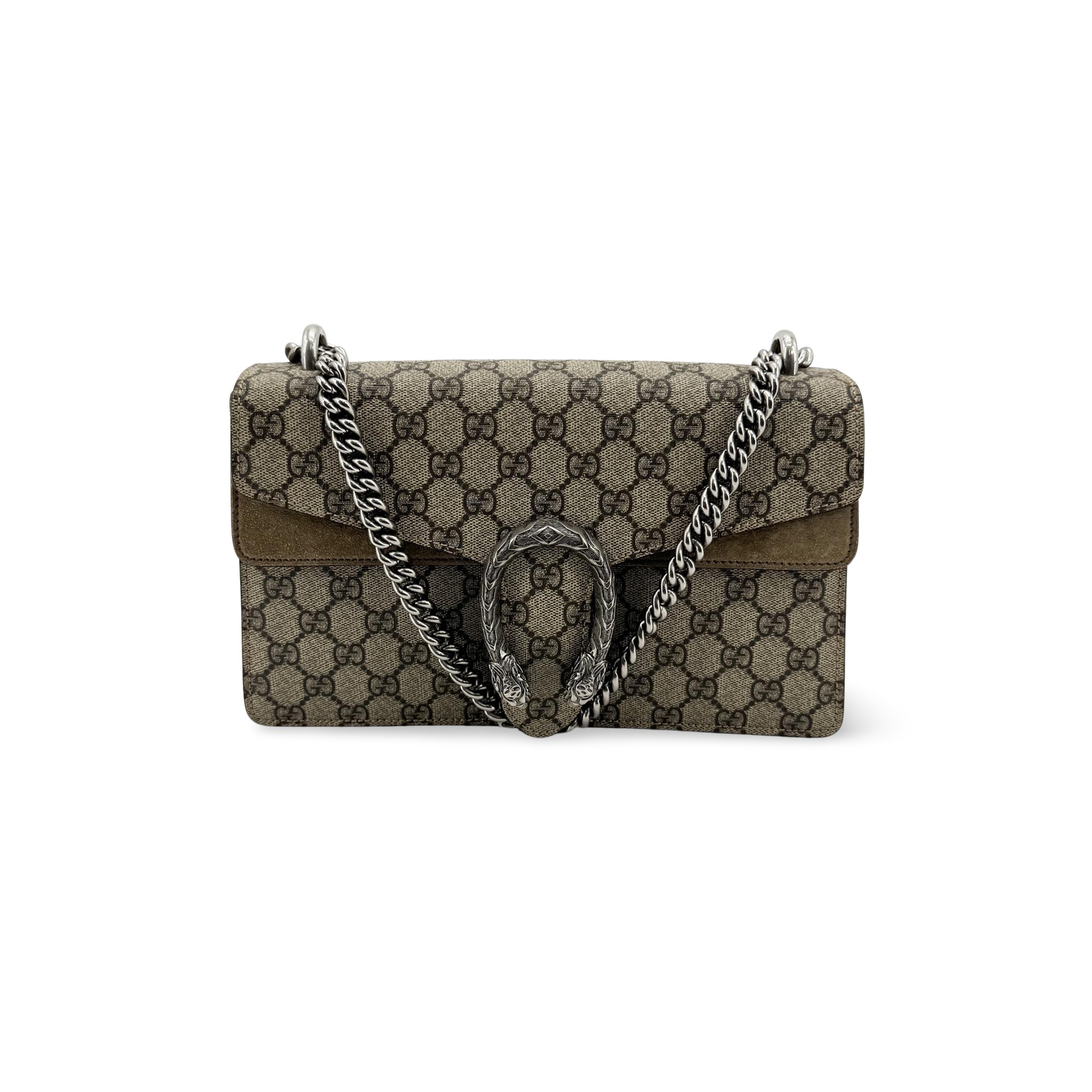 Gucci Dionysus Gg Coated Canvas Brown Suede Handbag (Pre-Owned)