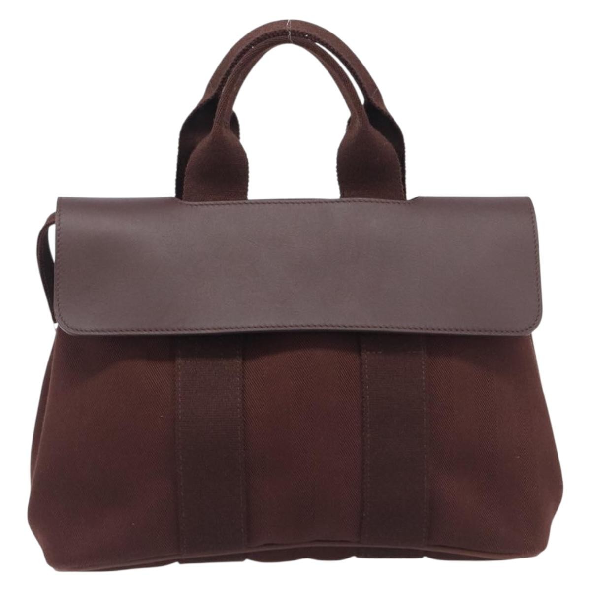 Hermes Valparaiso Toile And Leather Brown Canvas Handbag (Pre-Owned)