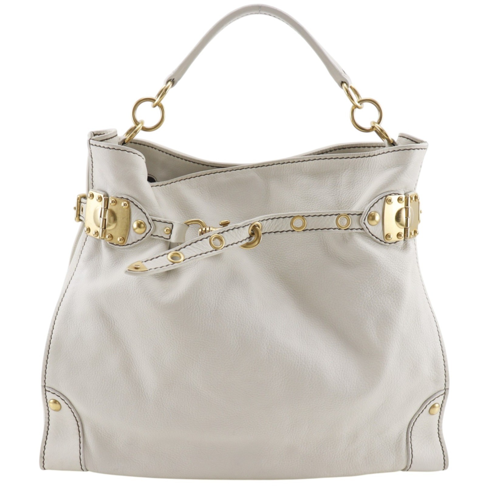 Miu Miu Madras Shoulder Leather Beige Leather Crossbody Bag Bag (Pre-Owned)