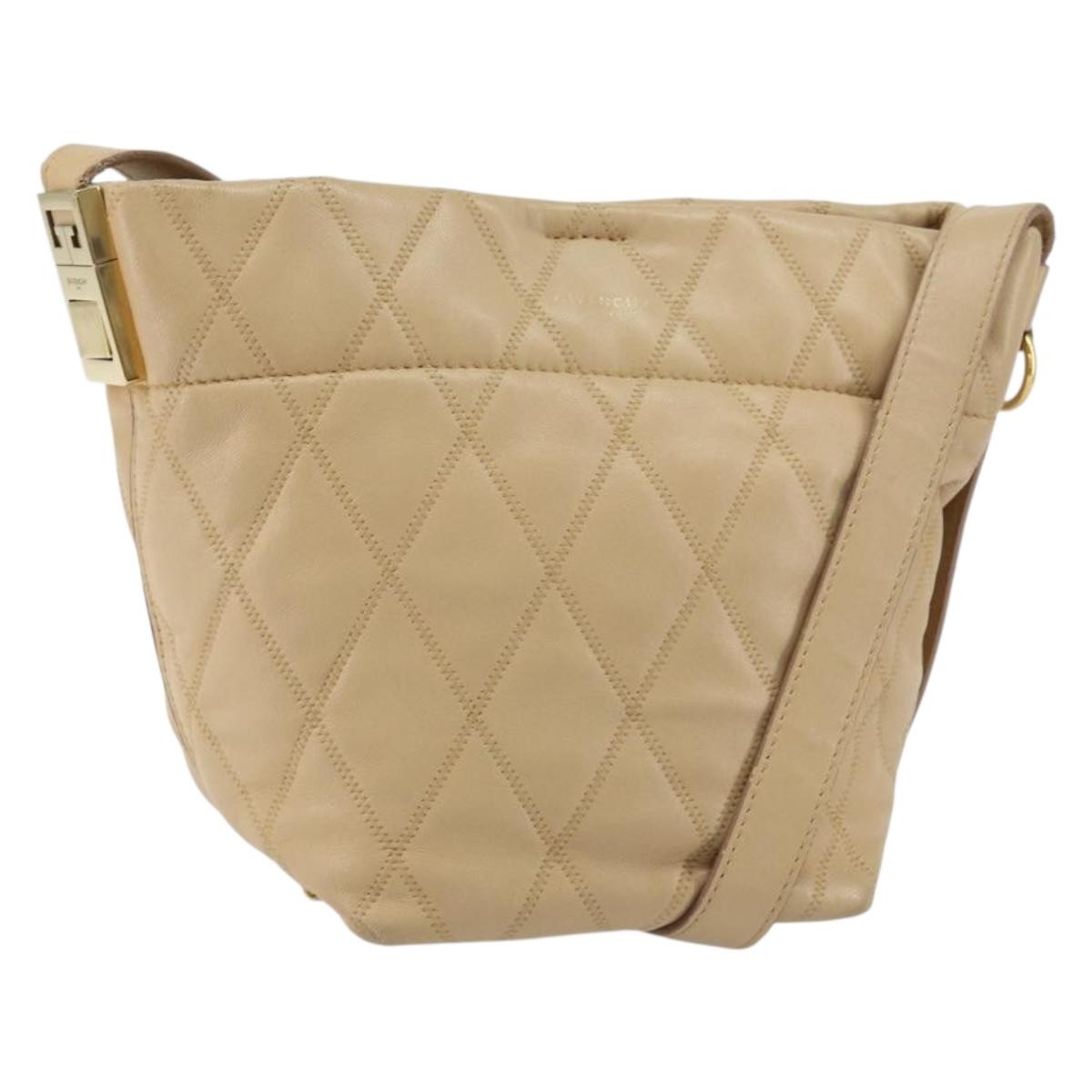 Givenchy Gv Bucket Quilted Leather Beige Leather Handbag (Pre-Owned)