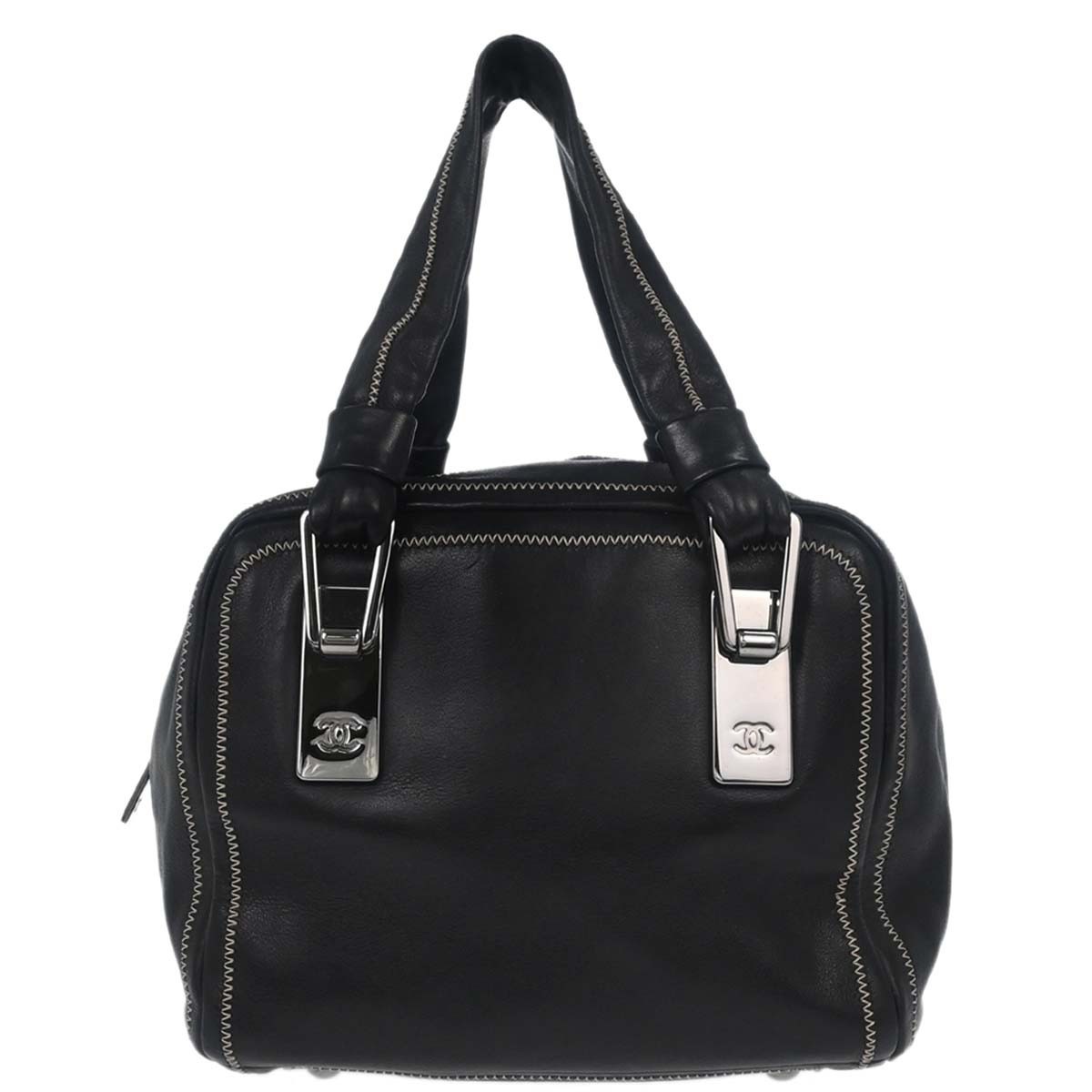 Chanel Cc Bowler Caviar Black Leather Handbag (Pre-Owned)