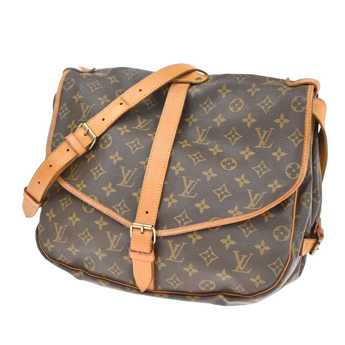 Louis Vuitton Saumur Monogram Canvas Brown Canvas Shoulder Bag Bag (Pre-Owned)