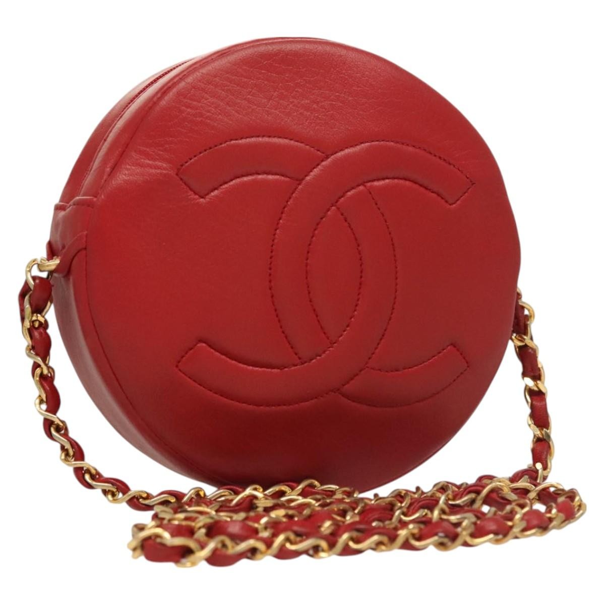 Chanel Vintage Round Tassel Quilted Lambskin Red Leather Shoulder Bag Bag (Pre-Owned)