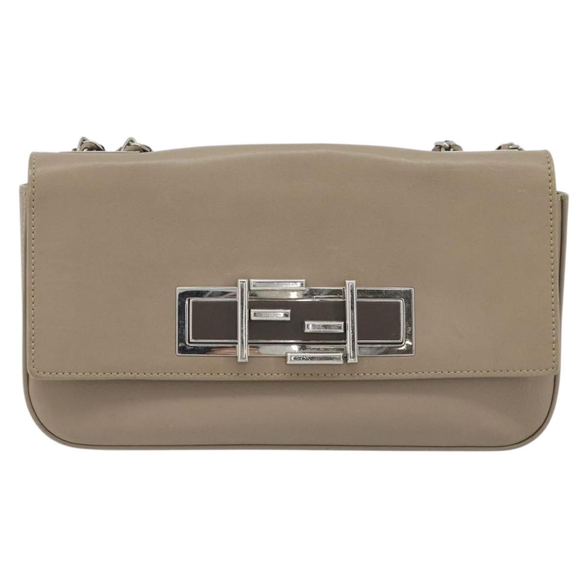 Fendi 3Baguette Convertible Calfskin Beige Leather Crossbody Bag Bag (Pre-Owned)