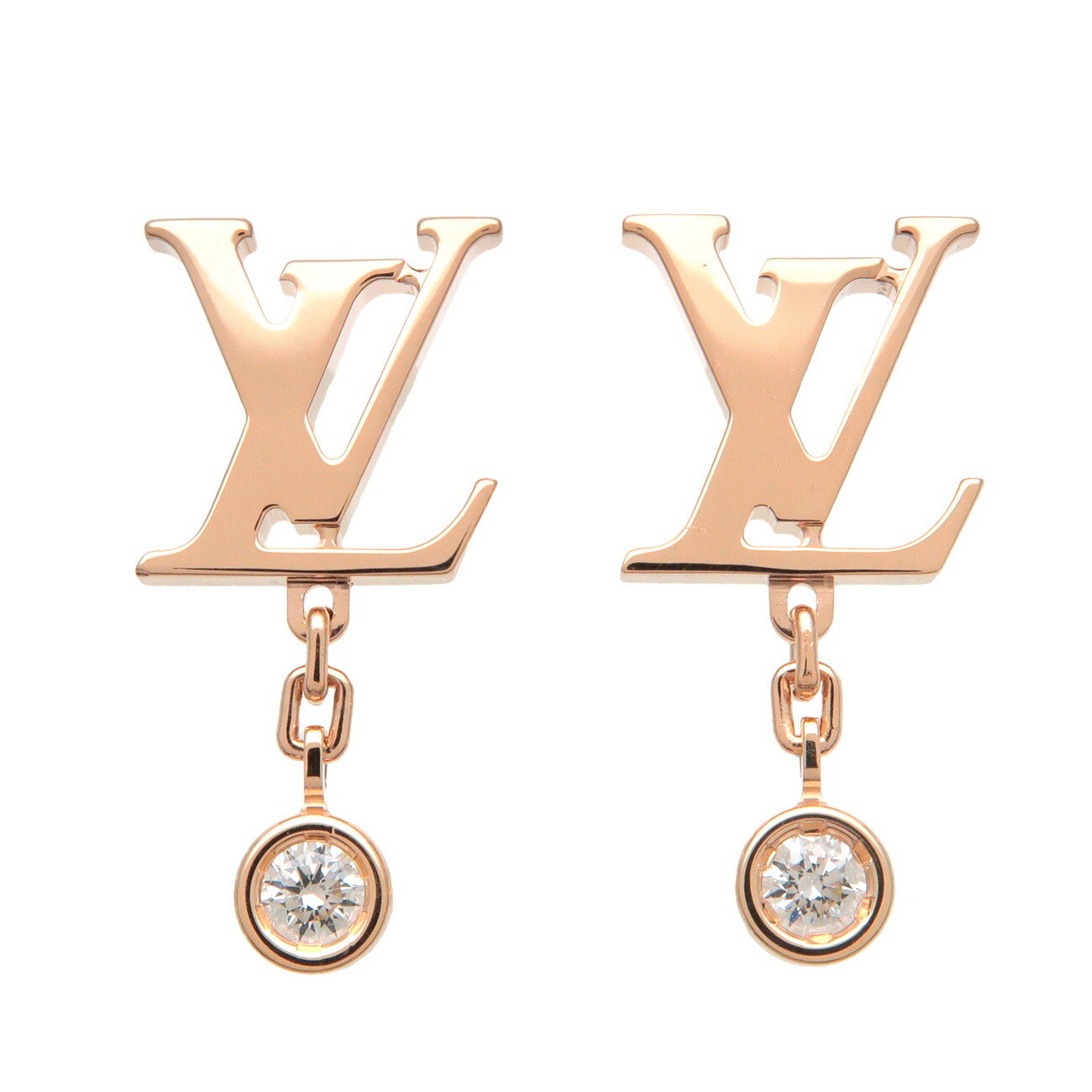 Louis Vuitton Idylle Blossom Lv Ear Stud 18K Yellow Gold With Diamond Gold Rose_Gold Earrings Jewelry (Pre-Owned)