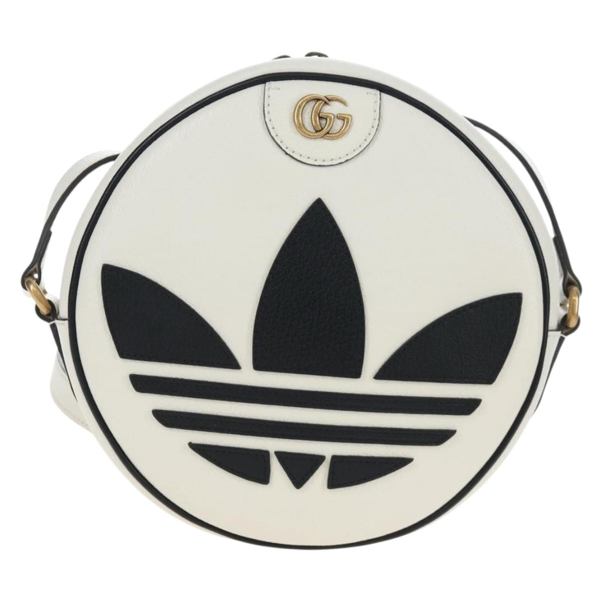 Gucci X Adidas Ophidia Round Leather White Leather Crossbody Bag Bag (Pre-Owned)