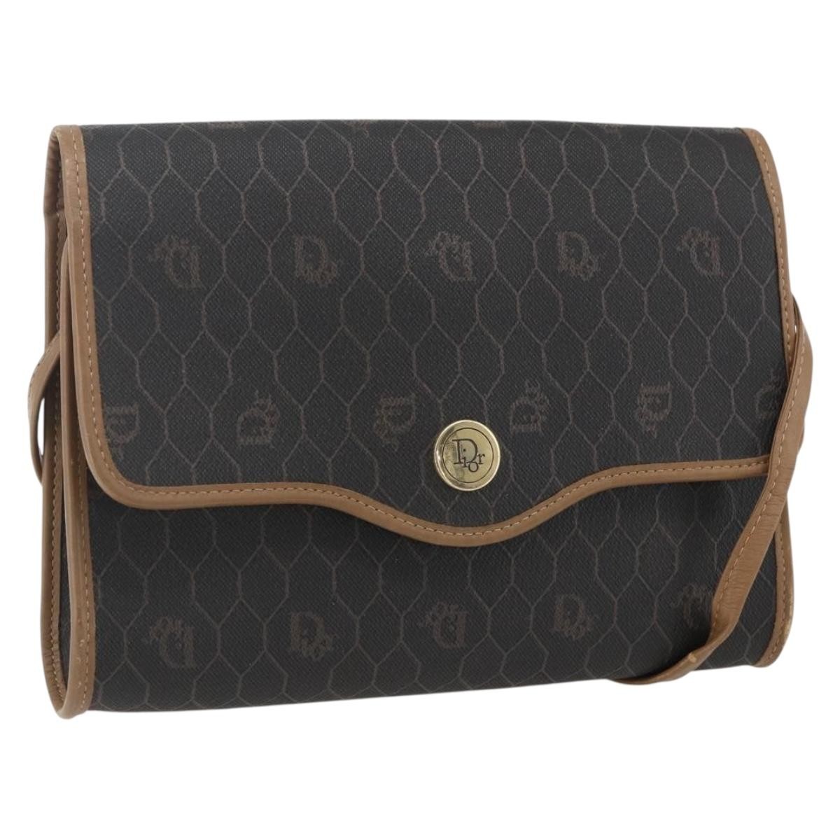 Christian Dior Vintage Honeycomb Flap Coated Canvas Black Canvas Wallets Accessory (Pre-Owned)