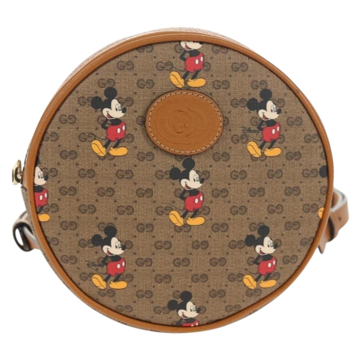 Gucci Disney Mickey Mouse Round Backpack (Outlet) Printed Mini Gg Coated Canvas Beige Canvas Backpack Bag (Pre-Owned)