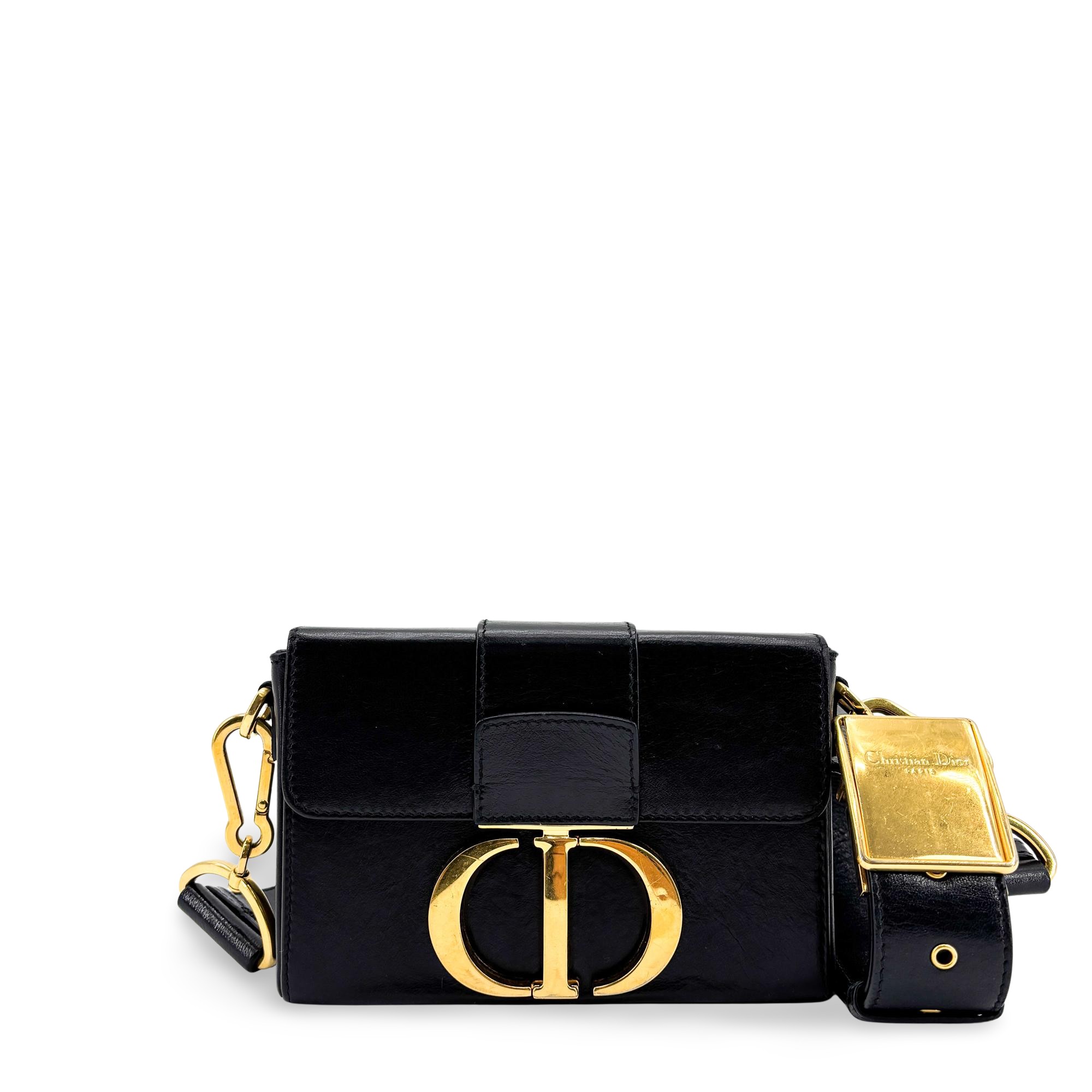 Christian Dior 30 Montaigne Box Leather Black Calfskin Handbag (Pre-Owned)