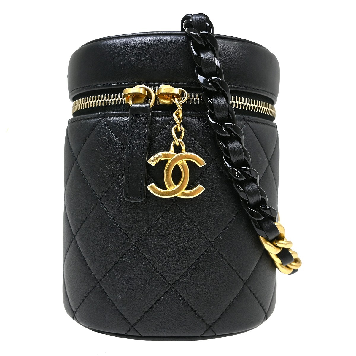 Chanel Side Note Vanity Case Quilted Lambskin Black Leather Clutche & Pouche Bag (Pre-Owned)