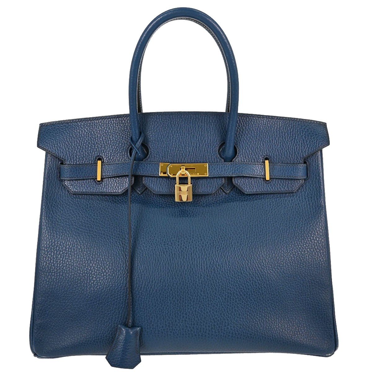 Hermes Birkin Blue Ardennes With Gold Hardware Blue Leather Handbag (Pre-Owned)