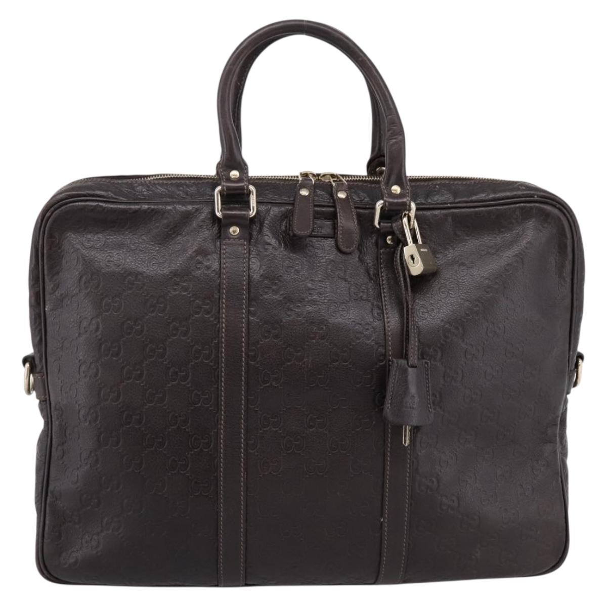 Gucci Eden Guccissima Leather Brown Leather Briefcase Bag (Pre-Owned)