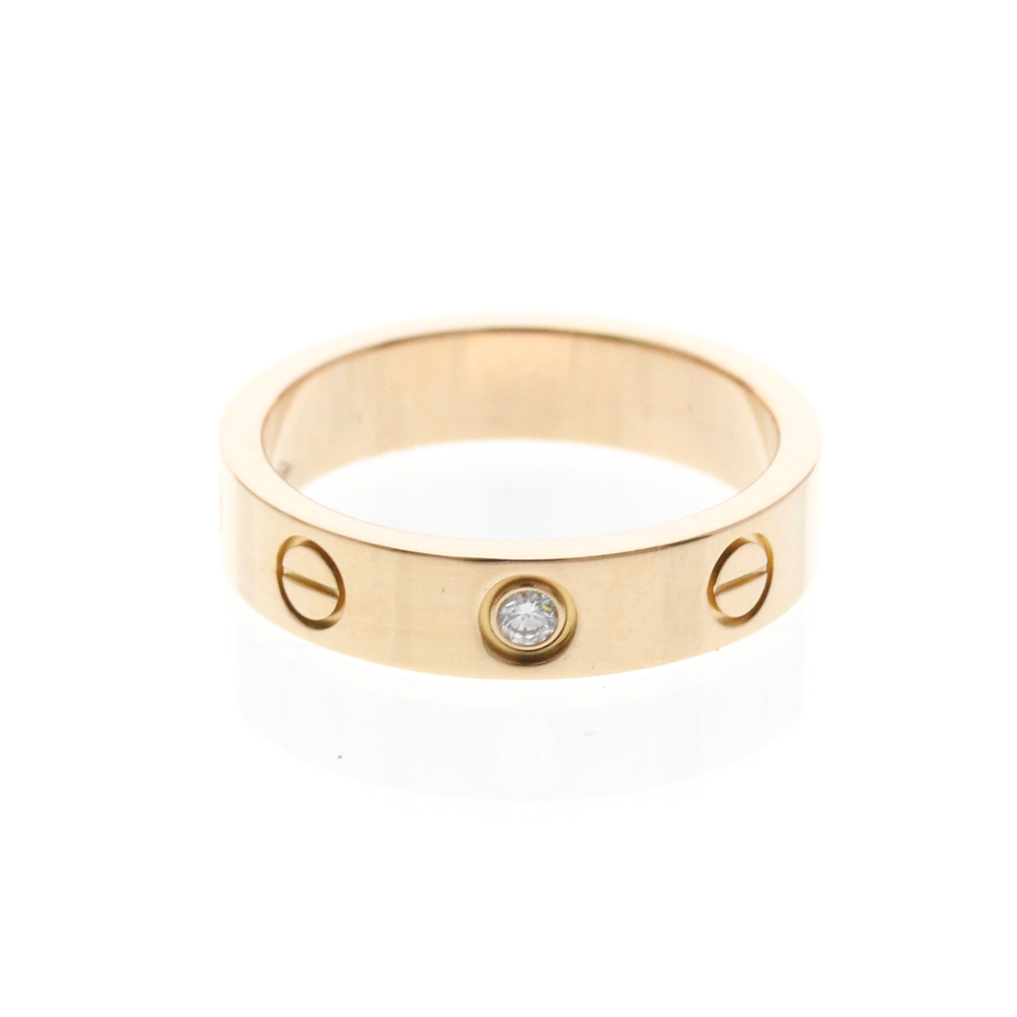 Cartier Love Wedding Band 1 Diamond 18K Rose Gold With Diamond Gold Pink_Gold Ring Jewelry (Pre-Owned)